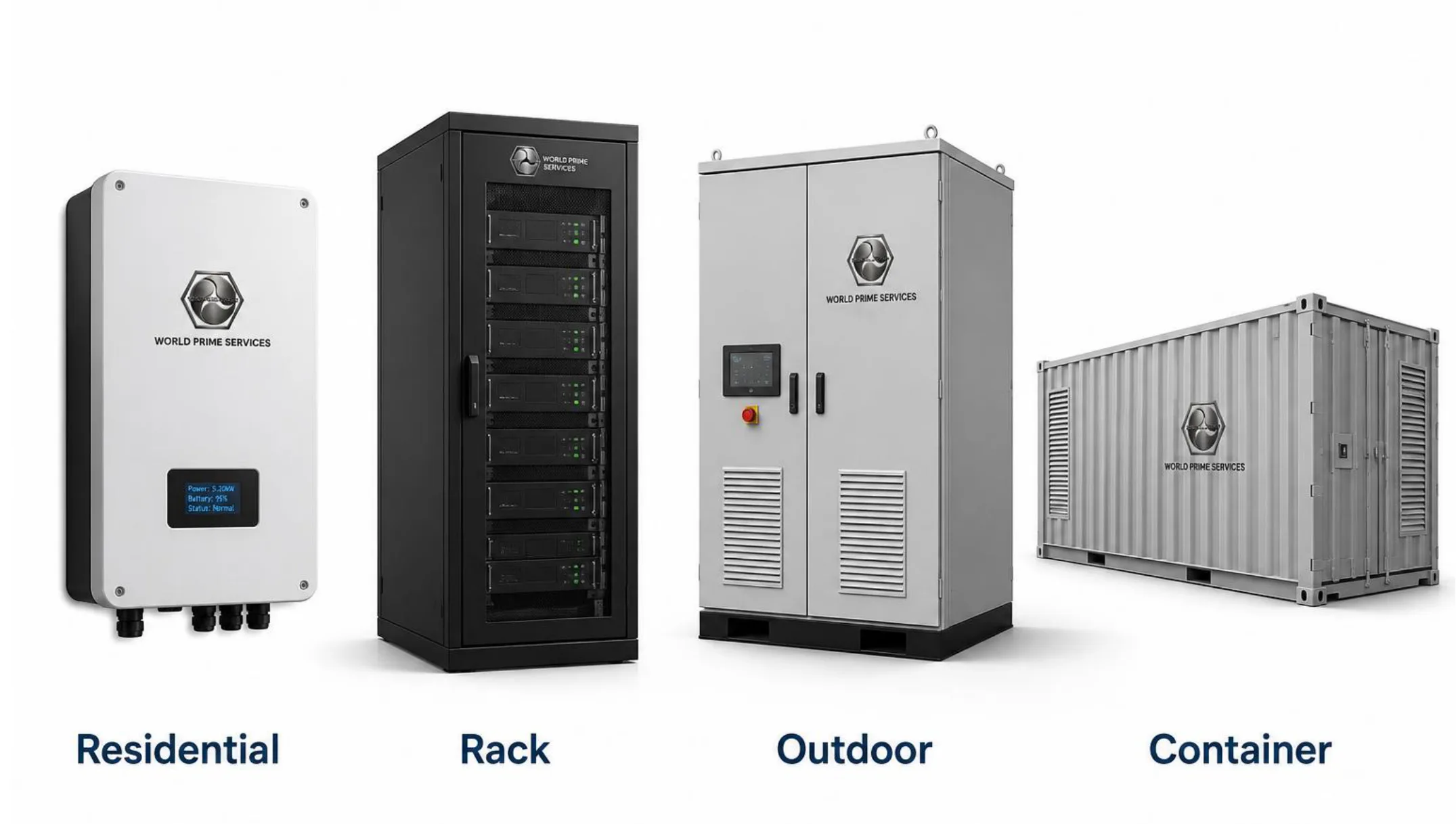 Portfólio completo de produtos BESS — Residencial, Rack, Externo e Container