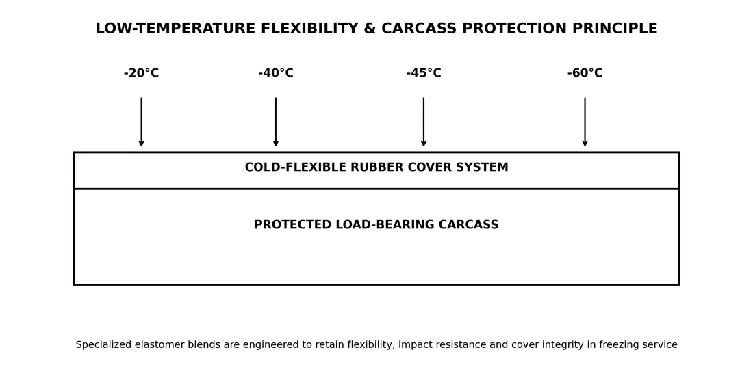 Diagrama de flexibilidade em baixa temperatura e proteção da carcaça
