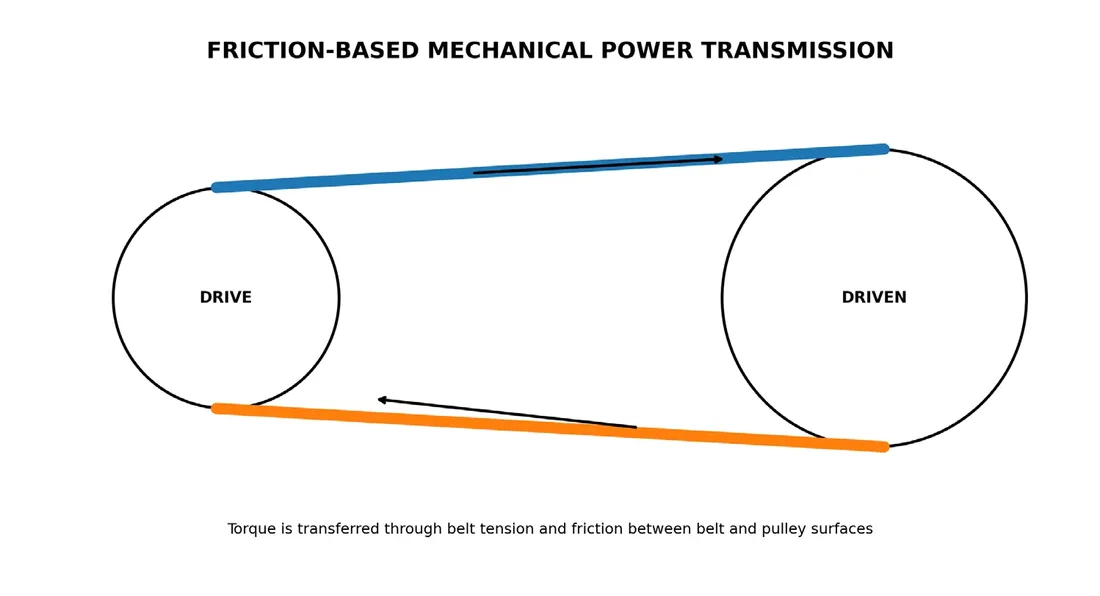 Diagrama de transmissão mecânica de potência por atrito