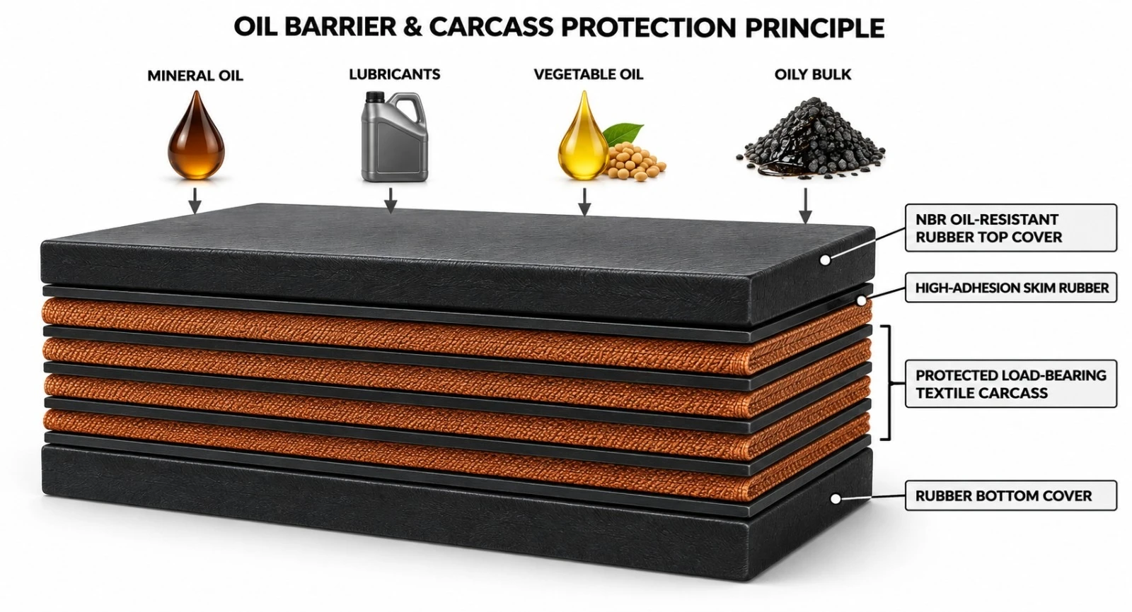Diagrama da barreira de óleo e proteção da carcaça