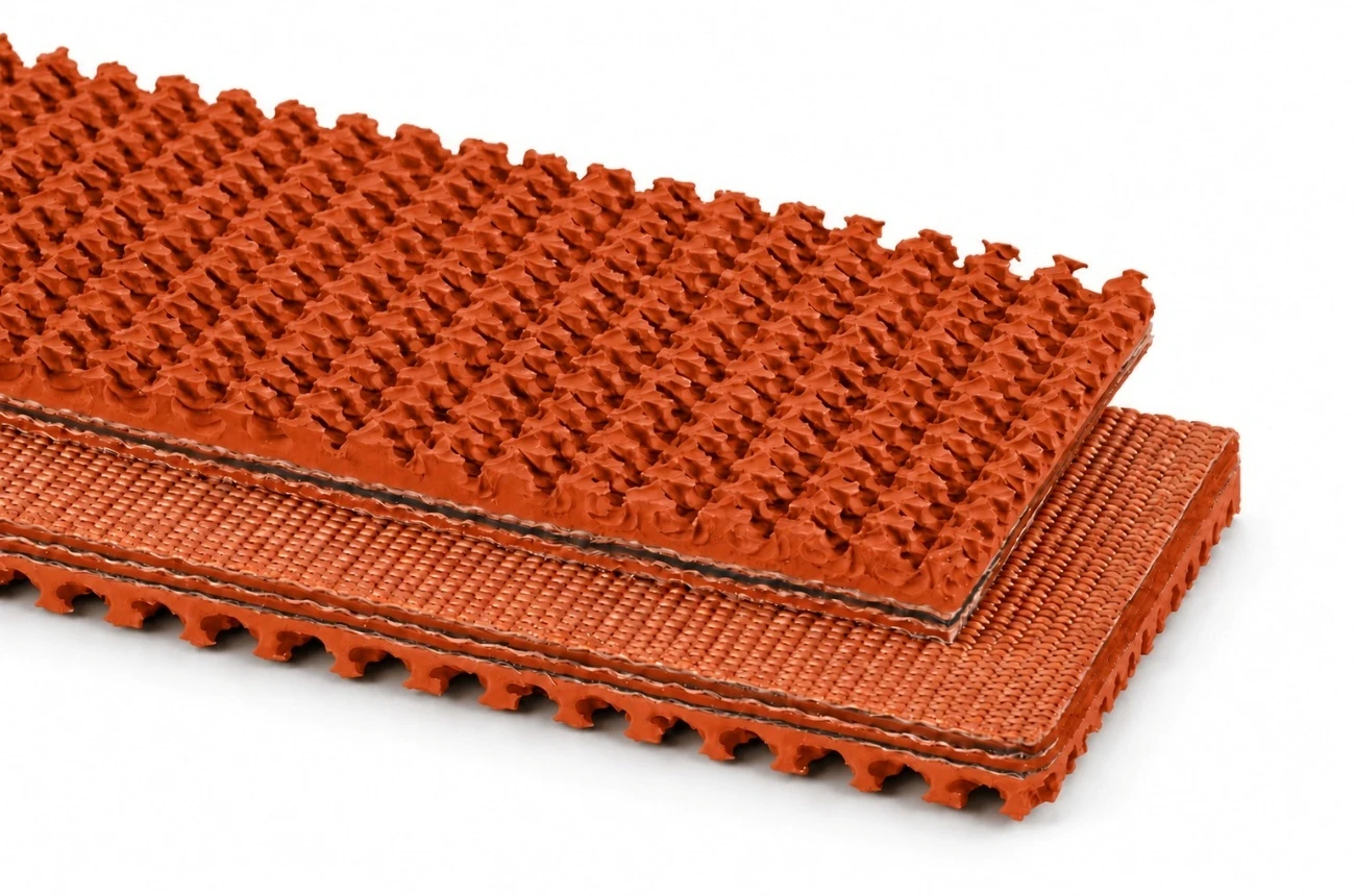Opção de correia rough top na cor vermelha