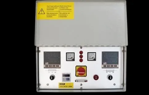 Painel controlador automático com temporizador, controladores de temperatura e amperímetros