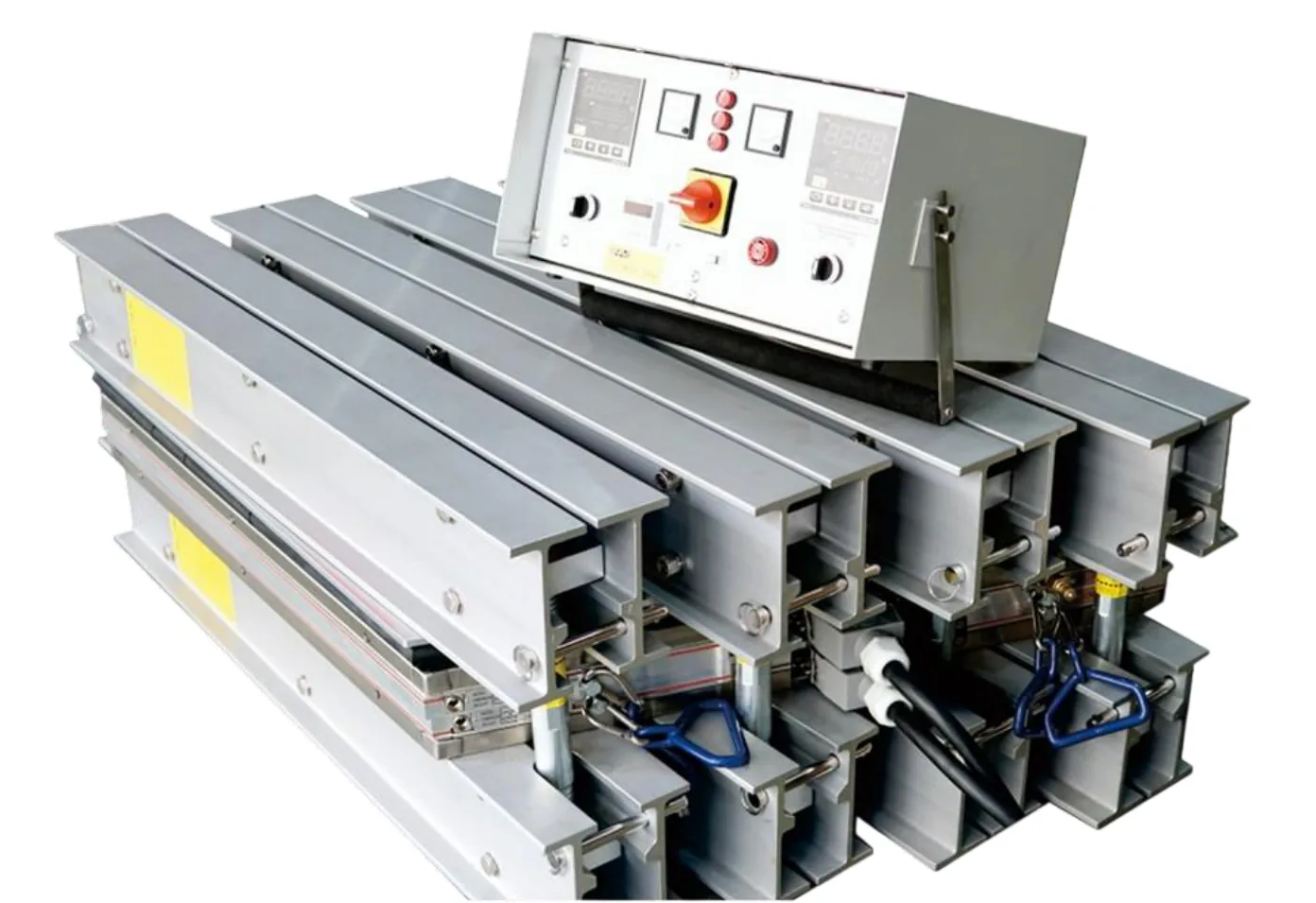 Vulcanizadora seccional DSLQ-S completa, vigas modulares com caixa de controle acoplada
